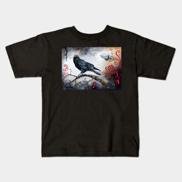 Captain of the Airship Crows Kids T-Shirt by Clockwork Art